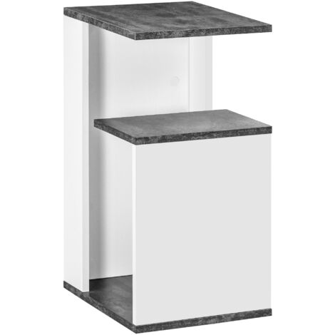 Table de chevet avec 2 étagères pour chambre salon Style moderne 35x29,5x60 cm gris et blanc