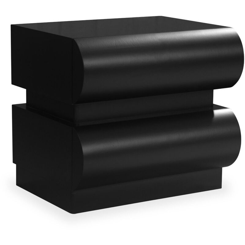 Cotecosy - Table de chevet avec 2 tiroirs arrondis L45cm Mezade Noir