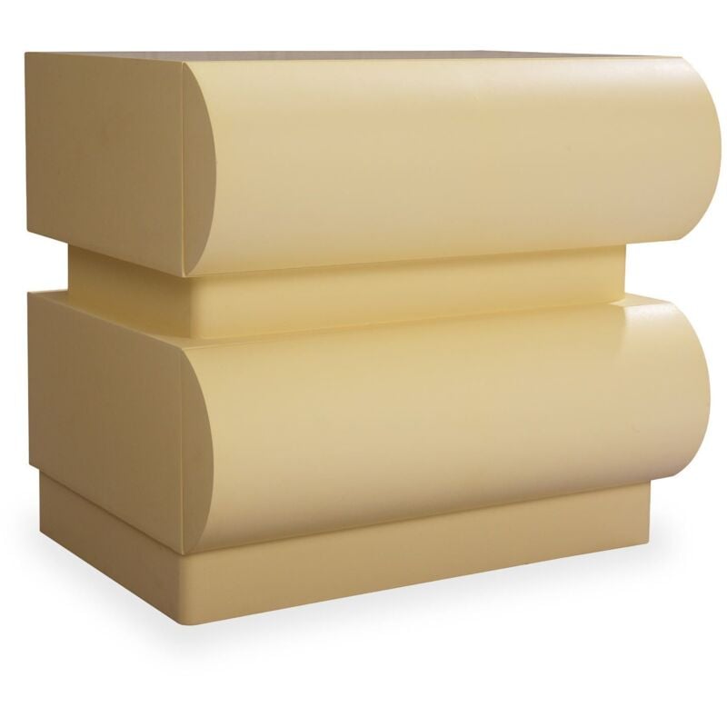 Cotecosy - Table de chevet avec 2 tiroirs arrondis L45cm Mezade Beige