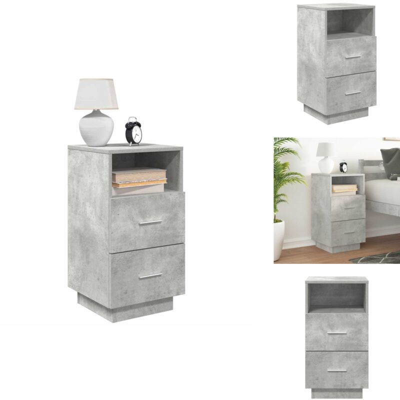Table de chevet avec 2 tiroirs gris béton 36x36x68 cm - Table De Chevet - Tables De Chevet -table D'appoint - Table De Nuit