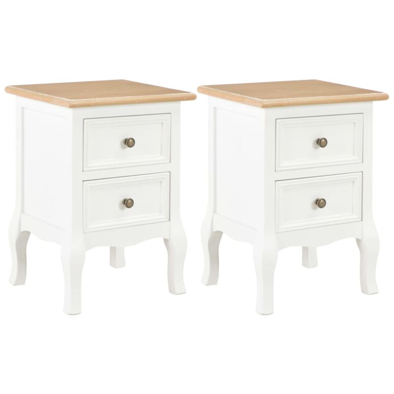 2 pcs Table de chevet Blanc 35x30x49 cm mdf