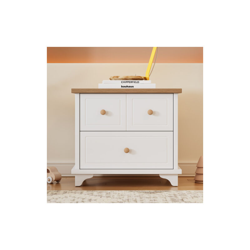 Table de chevet avec 2 tiroirs, planeur silencieux, pieds magnifiquement travaillés, rangement dans le salon et la Chambre