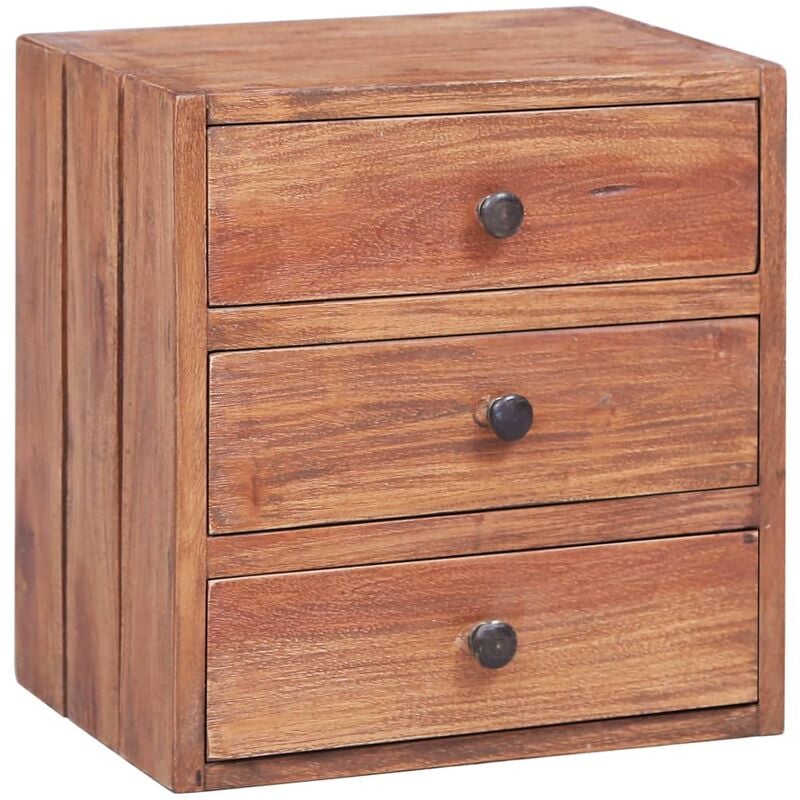 Table de chevet avec 3 tiroirs 35x25x35 cm bois d'acajou massif Vidaxl