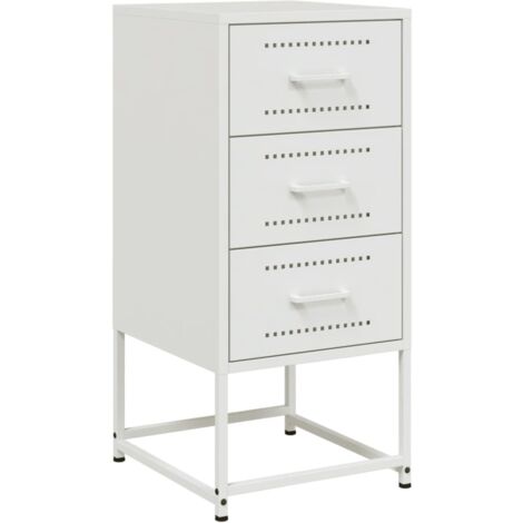 Table de chevet avec 3 tiroirs 36 x 39 x 78 cm en acier blanc DEC033316