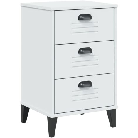 Table de chevet avec 3 tiroirs 40 x 35 x 65 cm en bois d'ingénierie blanc DEC034724