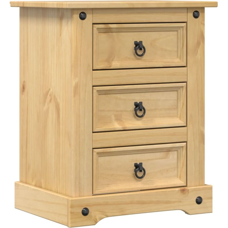 Table de chevet avec 3 tiroirs 53 x 39 x 66 cm bois de pin massif DEC033907