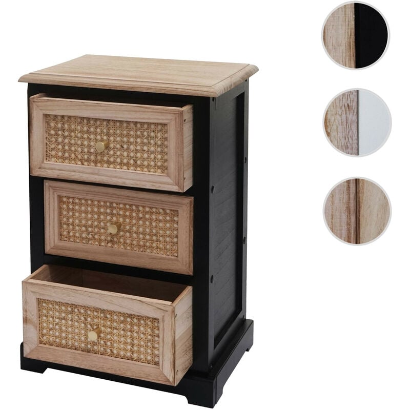 Commode HWC-K87 - armoire à tiroirs - bois rotin 63x40x28cm - couleur naturelle