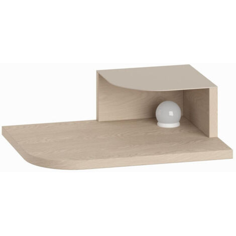 Table de chevet avec ampoule en bois "Luno" - 40 x 30 x 16 cm - Crème