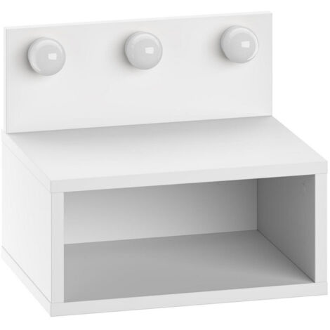 Table de chevet avec ampoule en bois "Treo" - 40 x 30 x 34 cm - Blanc