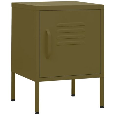 Table de chevet avec compartiment avec porte 35 x 35 x 51 cm acier vert DEC034697