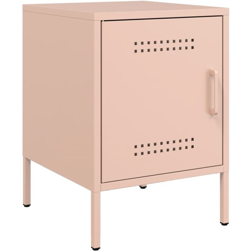 Table de chevet avec compartiment avec porte 36 x 39 x 50,5 cm acier rose DEC034560