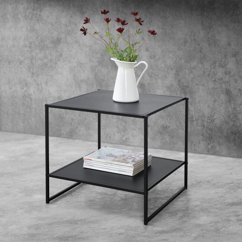 [en.casa] - Table de Chevet Mandal 51 x 53 x 51 cm Métal Noir Mat