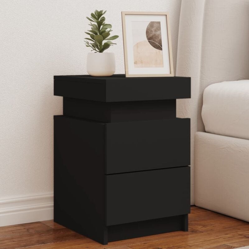 Vidaxl - Tables de chevet avec lumières led 2 pcs noir 35x39x55 cm