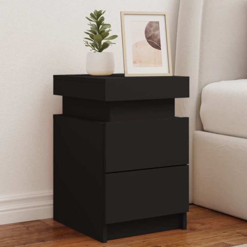 Vidaxl - Table de chevet avec lumières led noir 35x39x55 cm