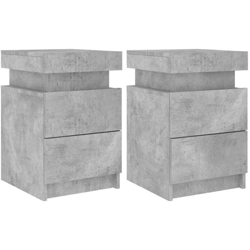 Tables de chevet avec lumières led 2 pcs gris béton 35x39x55 cm Vidaxl