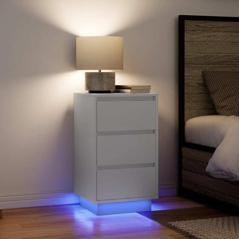Vidaxl - Table de chevet avec lumières led blanc 38x34x65 cm