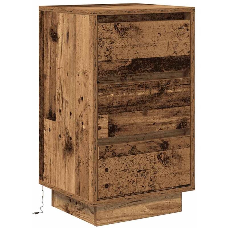 Table de chevet avec lumières led vieux bois 38x34x65 cm Vidaxl