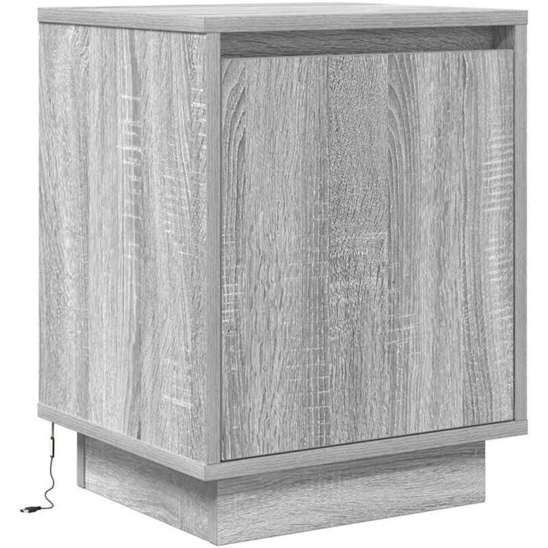 Table de chevet avec lumières led sonoma gris 38x34x50 cm Vidaxl