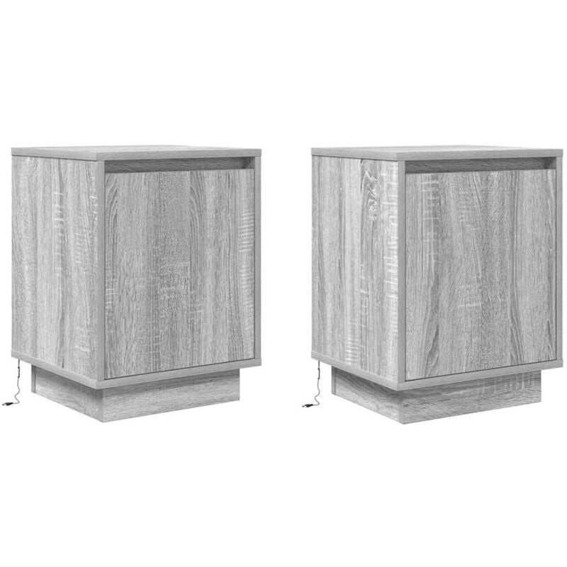 Tables de chevet avec lumières led 2 pcs sonoma gris 38x34x50cm Vidaxl
