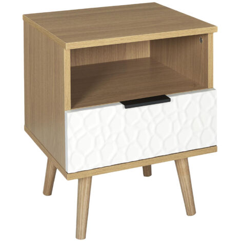 Table de chevet avec niche en bois collection SVEN blanc