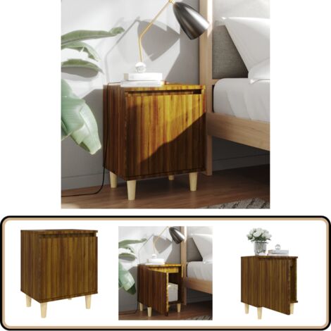 Table de chevet avec pieds en bois Chêne marron 40x30x50 cm - Table De Chevet - Meuble De Chambre - Table D'appoint - Design Scandinave - Table Basse
