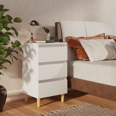 1/2x Table de Chevet avec Pieds en Bois Table de Nuit Multicolore
