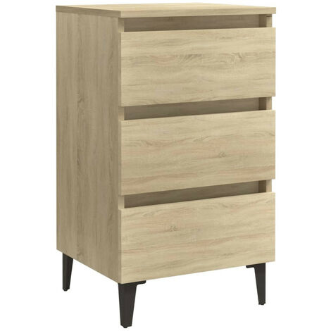 Table de chevet avec pieds en métal Chêne sonoma 40x35x69 cm