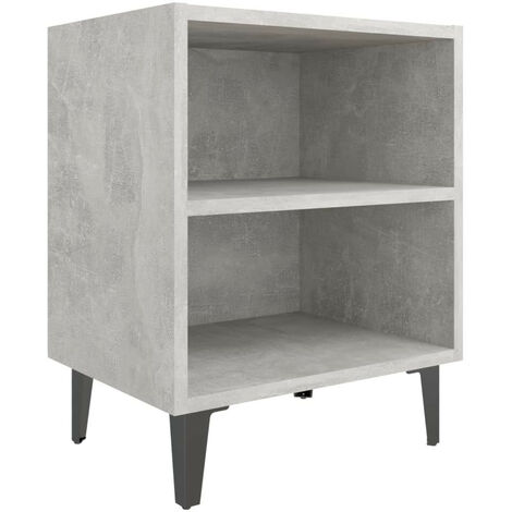 Table de chevet avec pieds en métal Gris béton 40x30x50 cm 2