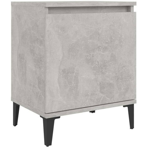 Table de chevet avec pieds en métal Gris béton 40x30x50 cm