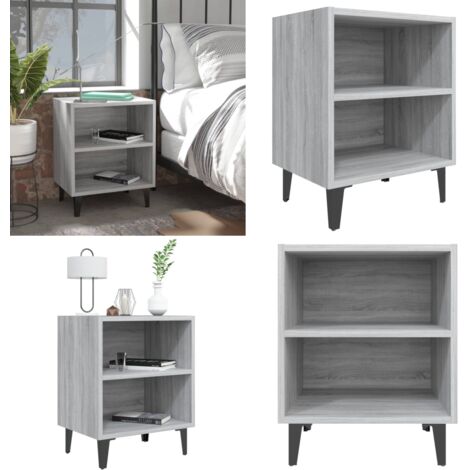 Table de chevet avec pieds en métal Sonoma gris 40x30x50 cm - Table De Chevet - Meuble Industriel - Armoire De Chevet - Table D'appoint - Table Nuit - Home & Living
