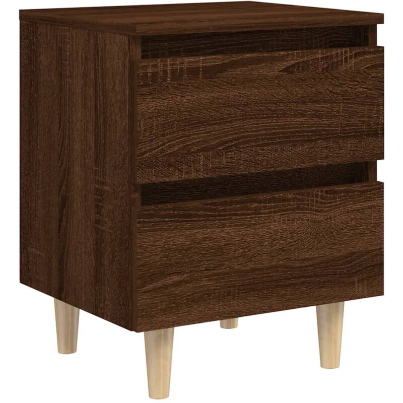 Table de chevet avec pieds en bois Chêne marron 40x35x50 cm Vidaxl