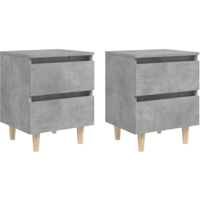 Tables de chevet pieds en pin 2 pcs gris béton 40x35x50 cm vidaXL