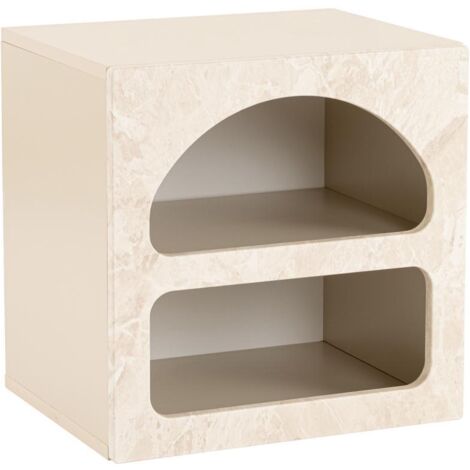 Table de chevet avec rangements - Beige effet marbre - LUELA