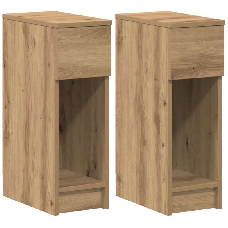Tables de chevet avec tiroir 2 pcs chêne artisanal 20x36x60 cm Vidaxl