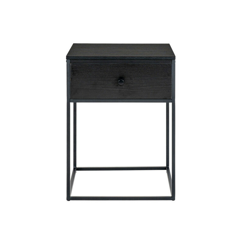 House Nordic - Table de chevet avec tiroir en bois et métal - Noir - vita