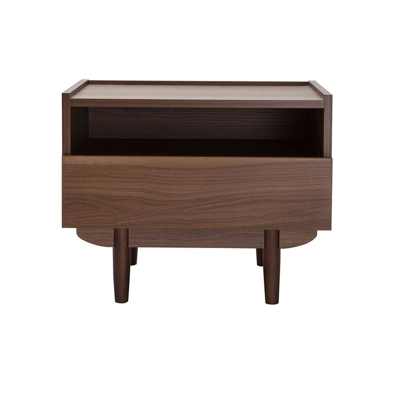 Table de chevet avec rangements finition bois foncé noyer L50 cm sanaa