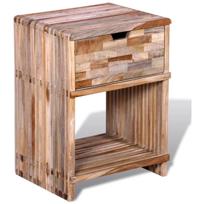 Table de chevet avec tiroir Bois de teck recyclé Vidaxl