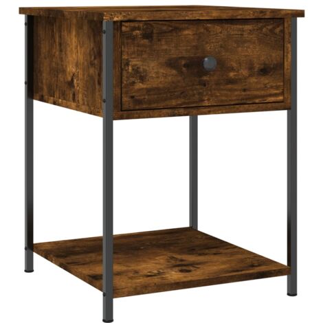 Table de chevet avec tiroir et étagère 44 x 45 x 58 cm bois d'ingénierie marron et fer DEC033650