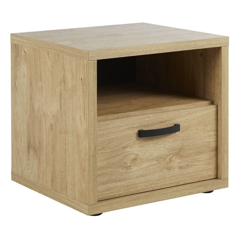 Meublorama - Table de chevet avec tiroir et niche coloris chêne doré collection morgane.