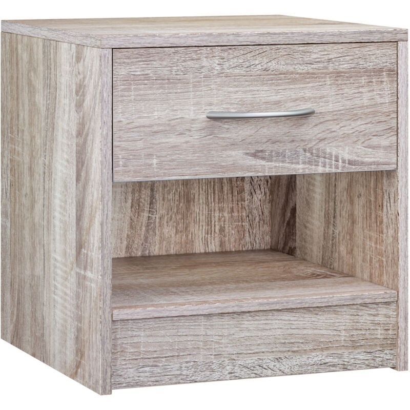 CASARIA® Table de chevet avec tiroir poignée Table de nuit 41x39x28cm Mobilier chambre à coucher commode rangement Chêne