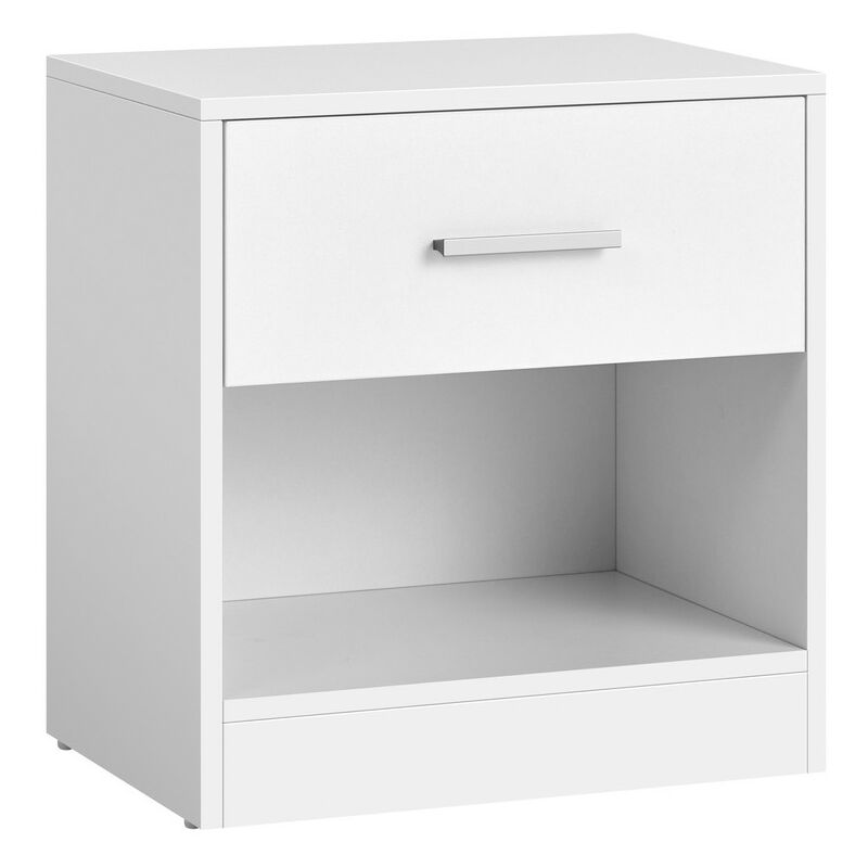 Vasagle - Table de Chevet, avec tiroir, poignée, compartiment ouvert, 39 x 28 x 41 cm (l x p x h), table d'appoint, Blanc Classique