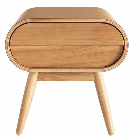 Table de chevet avec tiroir vintage bois clair BJORG