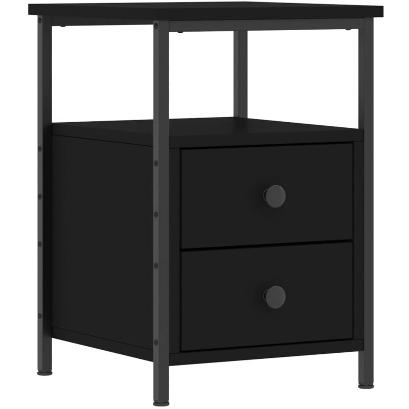 Table de chevet avec tiroirs et étagère 34 x 35,5 x 50 cm bois d'ingénierie noir DEC034354