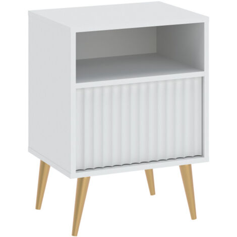 Table de chevet BARCELONA -1 Tiroir 1 Niche Blanc