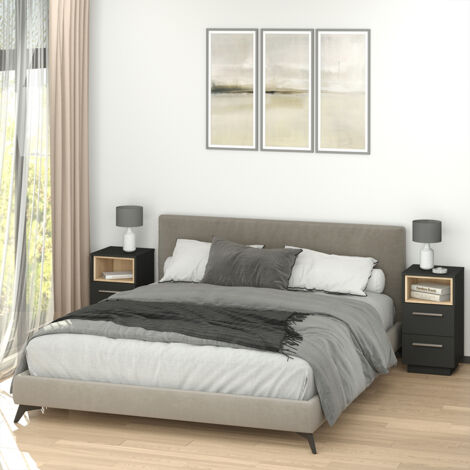 Vicco – Table de chevet Beatrice Set de 2 – Anthracite – Dimensions 36 x 68 x 36 cm – Panneau de particules 16 mm – Tiroir à fermeture douce