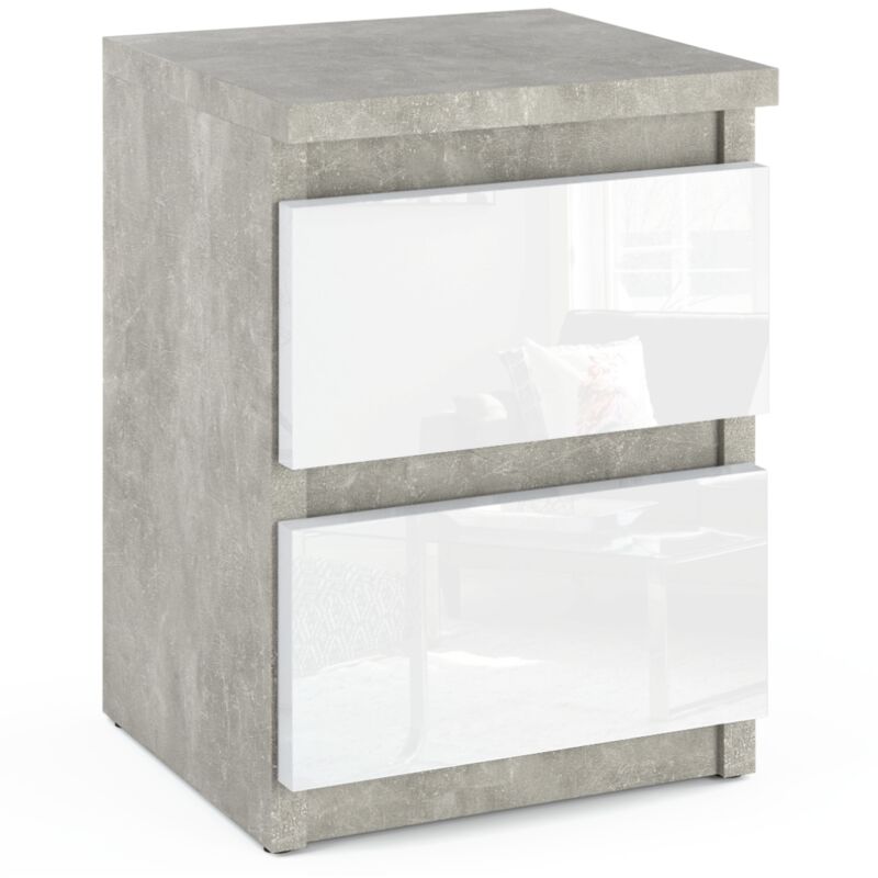 Table de Chevet Béton Blanc Brillant 30 CM 2S Table de Chevet Meuble de Chambre