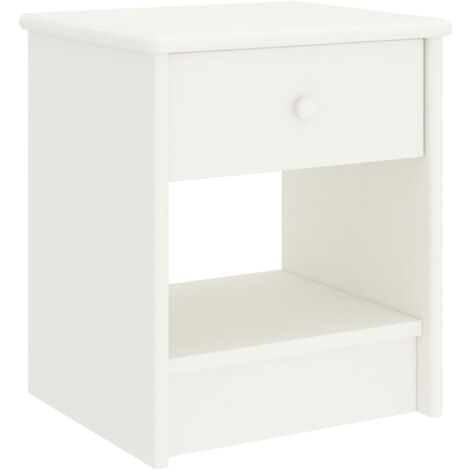 Vidaxl – Table de chevet en bois de pin massif blanc 35x30x40 cm – Avec tiroir et étagère – Meuble robuste pour chambre