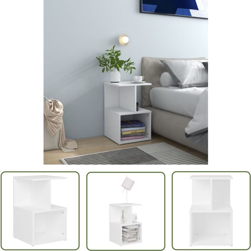 Les Tendances - The Living Store Table de chevet blanc 35x35x55 cm bois ingénierie - Table De Chevet - Meuble De Chambre - Table Nuit - Mobilier