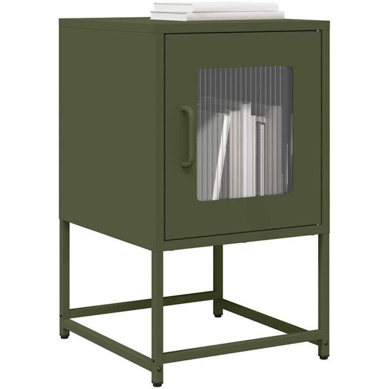 Table de chevet vert olive 36x39x60,5 cm acier laminé à froid Vidaxl