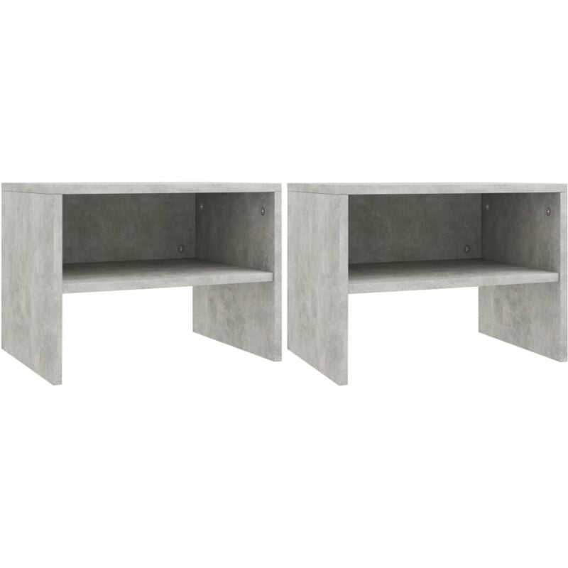 2 pcs Tables de chevet Gris béton 40 x 30 x 30 cm Aggloméré
